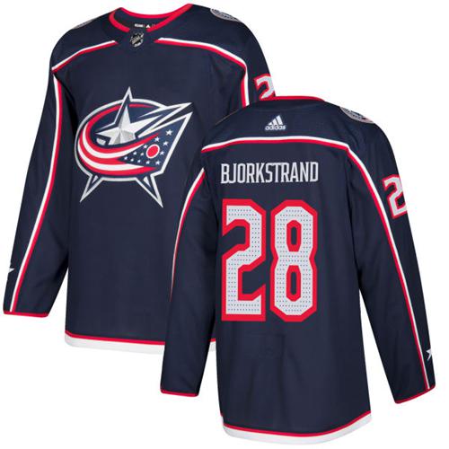 Adidas Men Columbus Blue Jackets 28 Oliver Bjorkstrand Navy Blue Home Authentic Stitched NHL Jersey